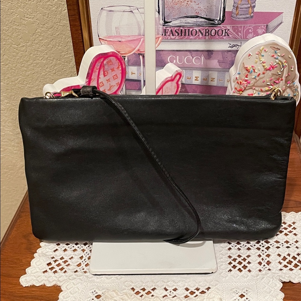 Classic Black Leather Shoulder Bag